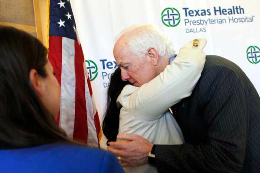 Sen. John Cornyn on Tuesday embraced rape survivor Lavinia Masters, who discussed the attack...