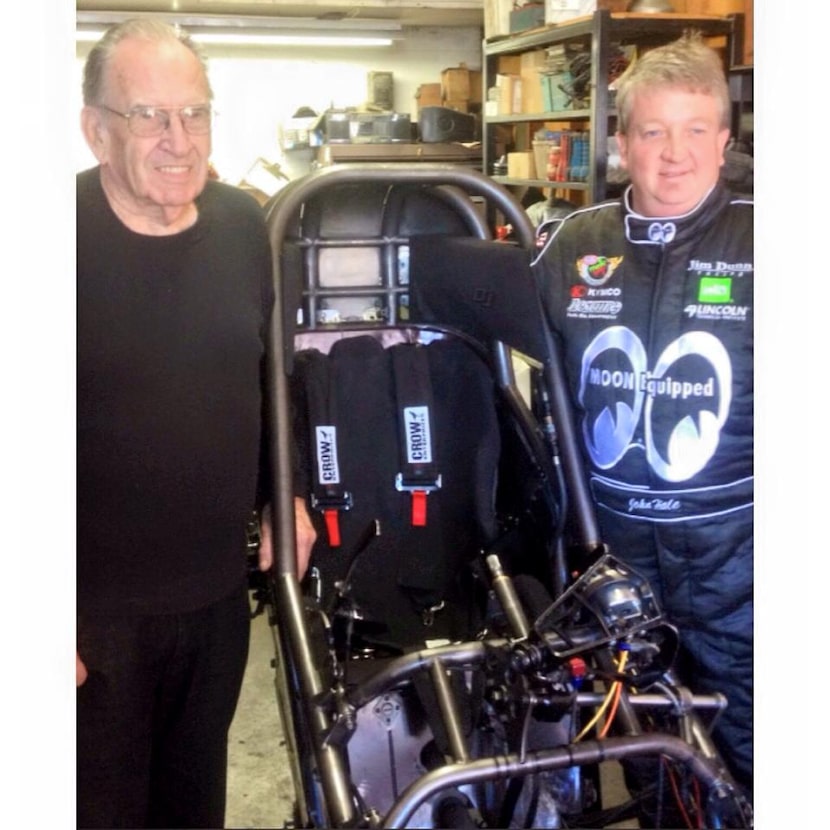 Jim Dunn, owner of Jim Dunn Racing, poses with area drag racer John Hale, who will drive...