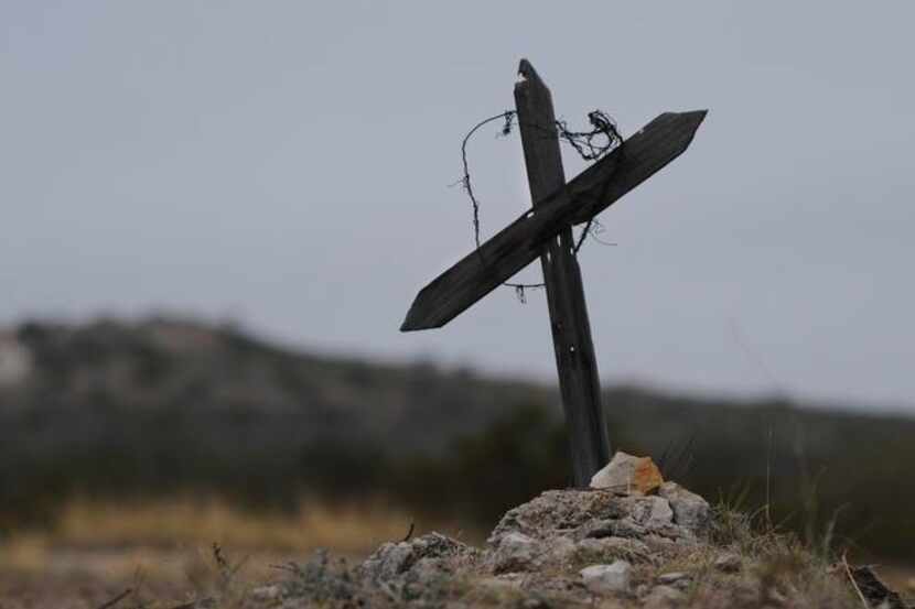 
A grave marker is displayed at the old cemetery in Langtry, Texas. The cemetary holds...