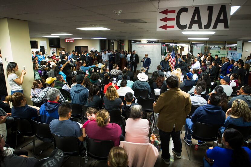 Francisco de la Torre, the Mexican consul general in Dallas, addresses a community meeting...