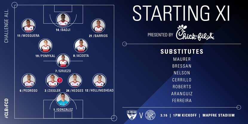 The FC Dallas starting XI at Columbus Crew. (3-16-19)