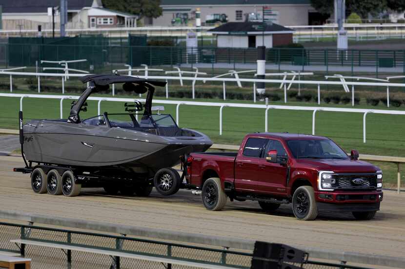 Ford rolled out its redesigned Super Duty truck series Tuesday at Churchill Downs in...