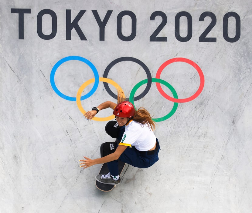 Brazil’s Dora Varella competed during the women’s skateboarding prelims Aug. 4 at the...