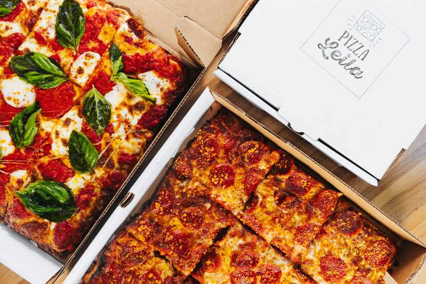 Pizza Leila offers Sicilian-style square pizza in Dallas.