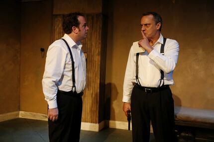 Kitchen Dog Theater company members Michael Federico (left), playing Gus, and co-artistic...