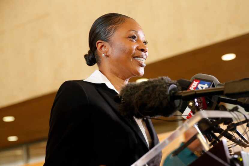 U. Renee Hall, a Deputy Chief at the Detroit Police Department, answers questions from the...