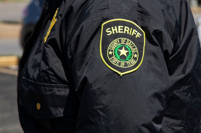 The sheriff badge on a detention officers jacket on April 13, 2020 in Dallas.