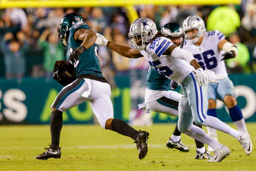 Dallas Cowboys wide receiver Noah Brown (85) runs after Philadelphia Eagles safety C.J....