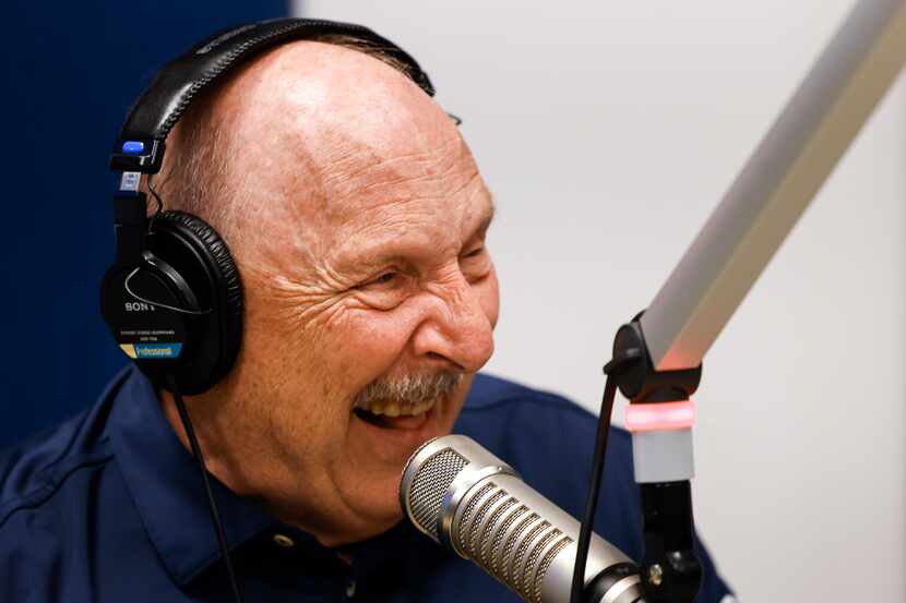 Local sports radio legend Norm Hitzges reacts towards his co-host Donovan Lewis (not in the...