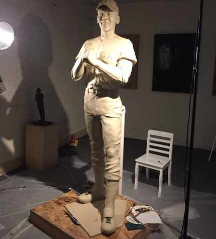 Ernie Banks' statue in sculptor Emmanuel Gillespie's studio before it was sent to the...