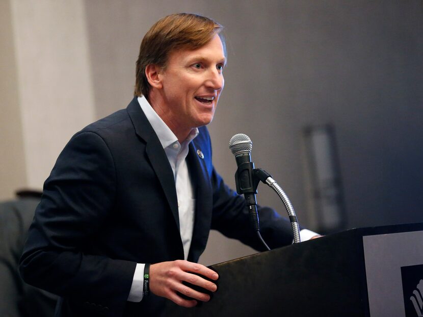 Texas Gubernatorial candidate Andrew White addresses the crowd gathered at the Democratic...