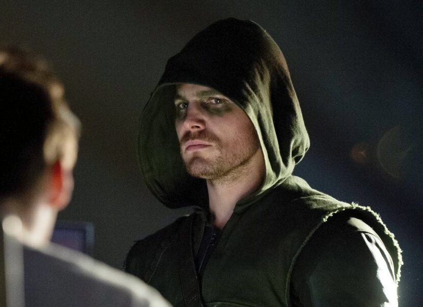 This publicity image released by The CW shows Stephen Amell as Oliver Queen/Arrow in a scene...