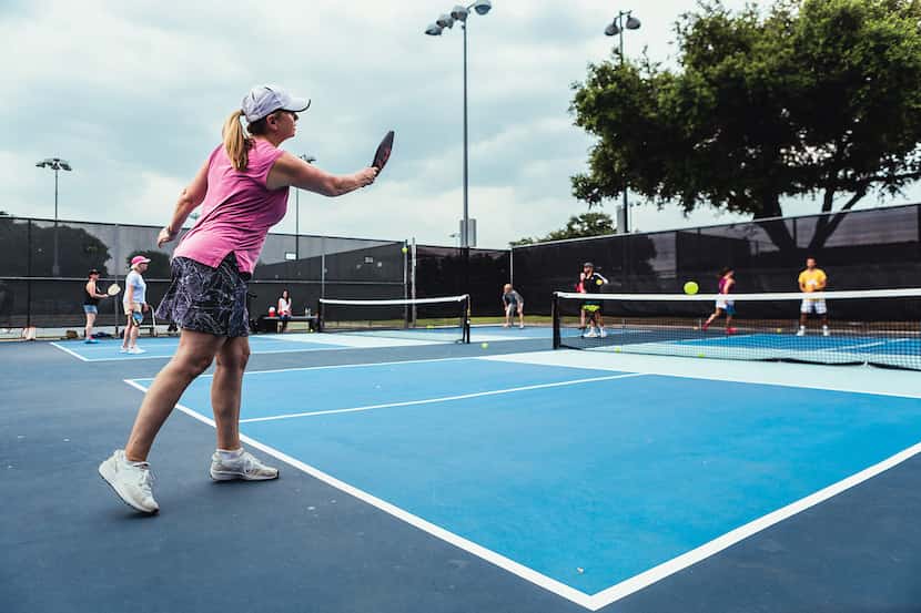 Pickleball players take to the courts at Dove Park in Grapevine.