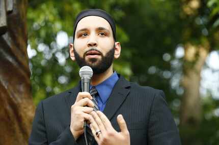 Imam Omar Suleiman of the Yaqeen Institute for Islamic Research in Irving spoke during a...