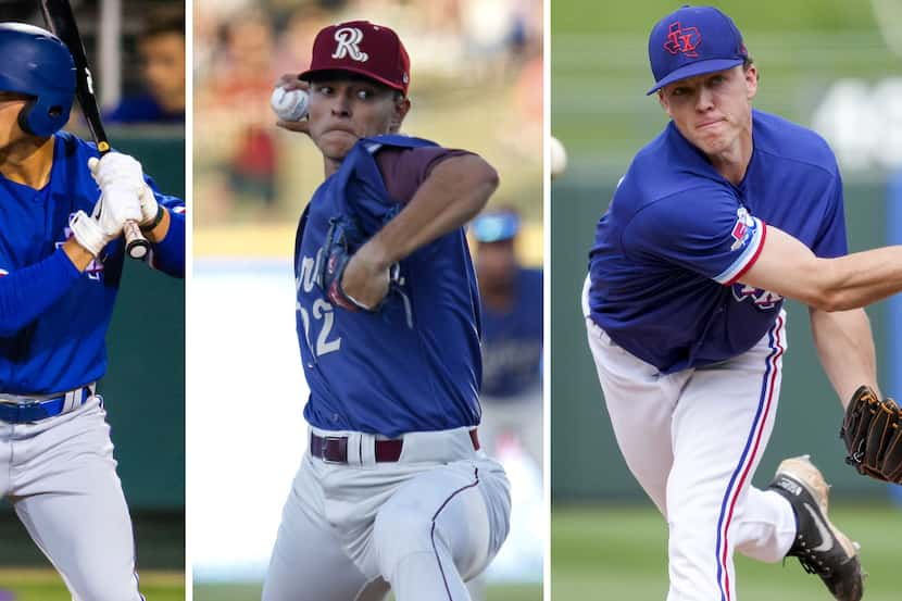 Three of the Rangers' 2021 draft picks from left to right: OF Aaron Zavala,  RHP Jack Leiter...