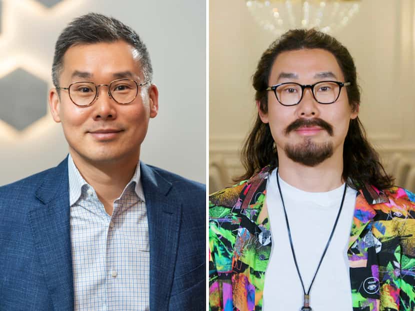 Smoothie King's Wan Kim before and during his 2020 appearance on TV show Undercover Boss. 