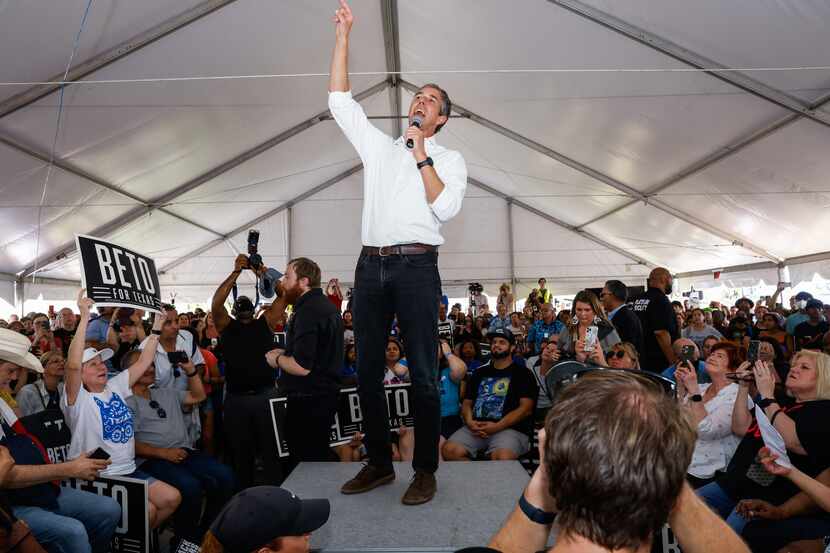 Texas Governor candidate Beto O'Rourke campaigns in Frisco as part of his 49-day tour on...