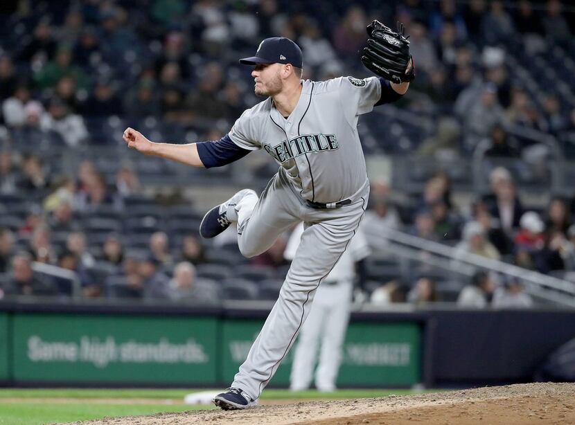 NEW YORK, NEW YORK - MAY 09:  Connor Sadzeck #54 of the Seattle Mariners delivers a pitch in...