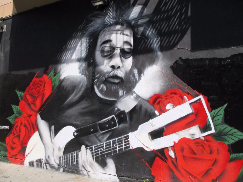 This mural of Jerry Garcia of the Grateful Dead appears in Haight-Ashbury near the townhouse...