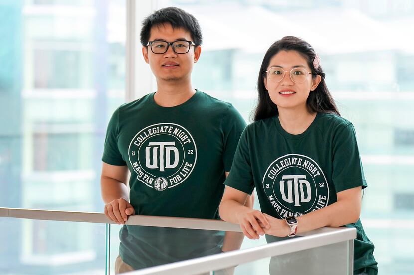 Haihang Ye (left), research associate in mechanical engineering, and doctoral student Yaning...