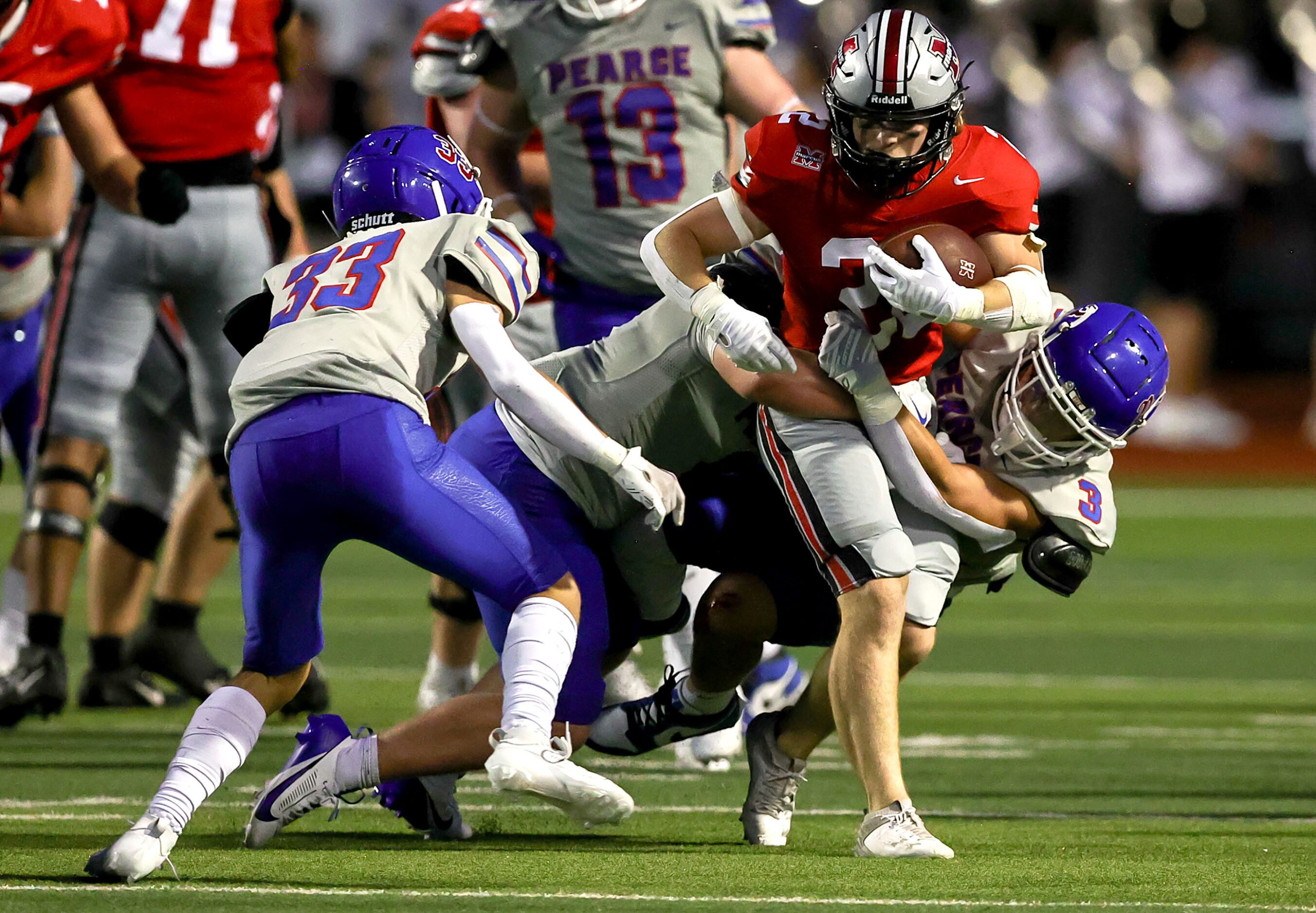 Flower Mound Marcus running back Mason Jones (22) rumbles for a nice gain as he is brought...