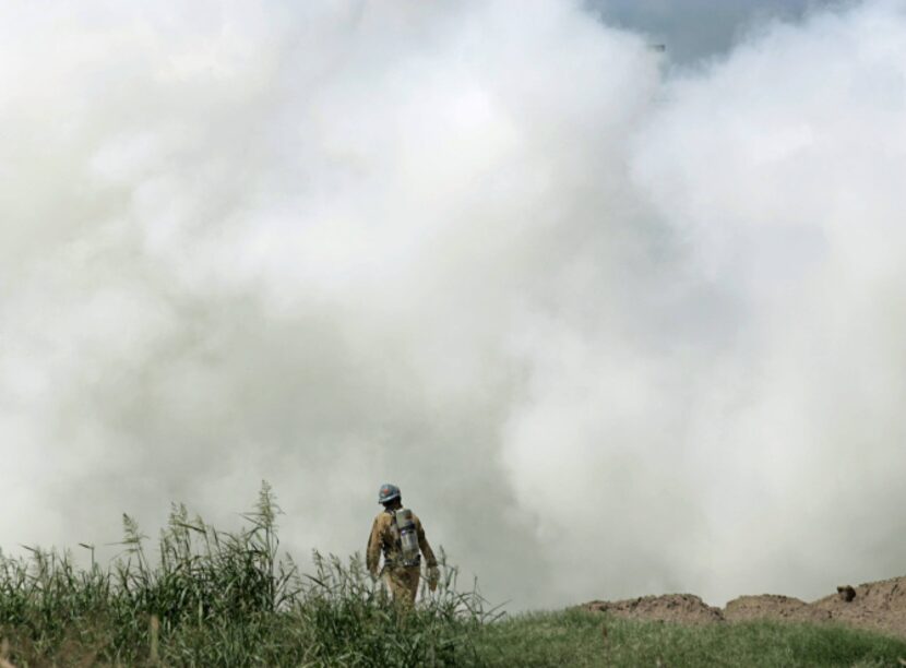 In 2004 , a fire burned around El Dorado’s fertilizer warehouse near Greenville, forcing the...