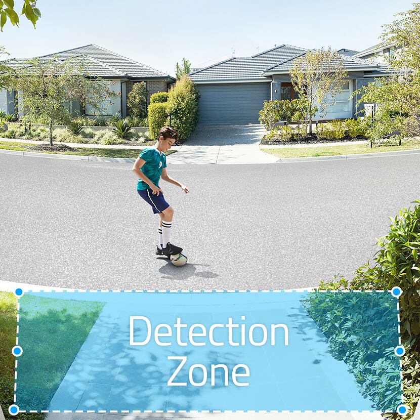Users can set motion detection zones to avoid unwanted notifications.