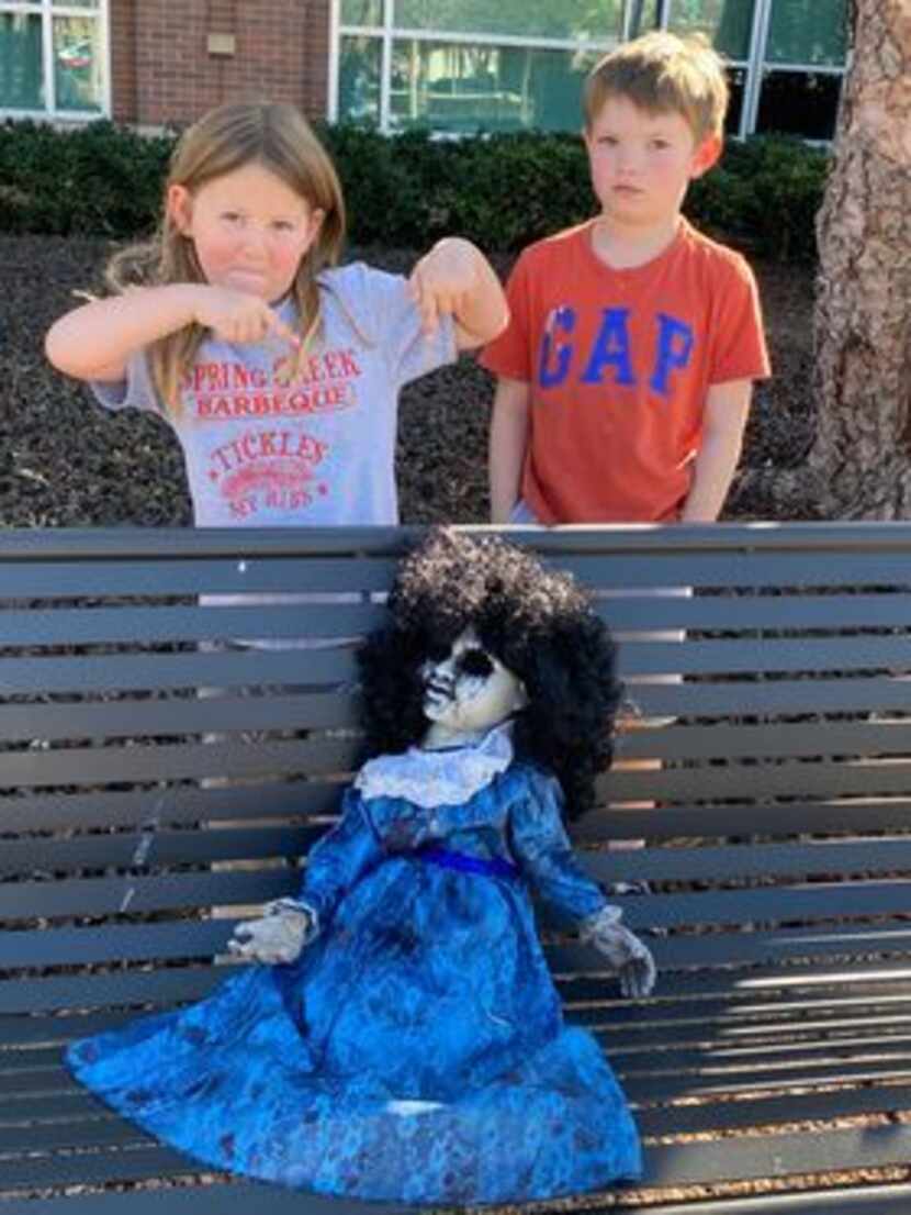 Julie Mock, 41, said she took her kids Nikolas, 9, and Katarina, 7, to go see a creepy doll...