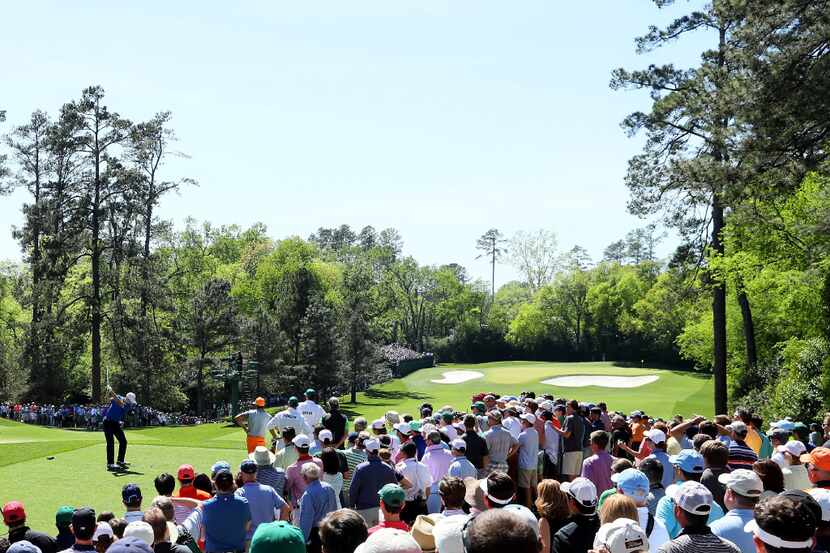 AUGUSTA, GA - APRIL 09:  Jordan Spieth of the United States plays his shot from the fourth...