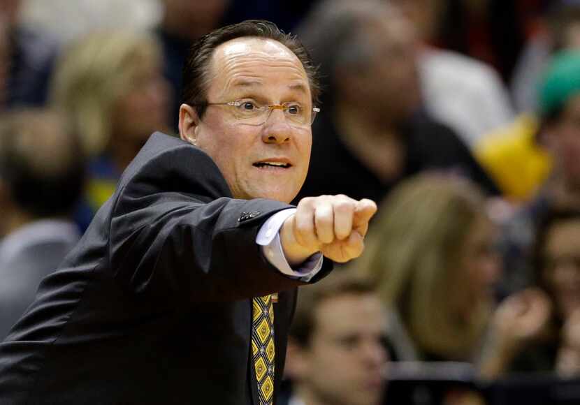 FILE - In this March 17, 2017, file photo, Wichita State head coach Gregg Marshall directs...