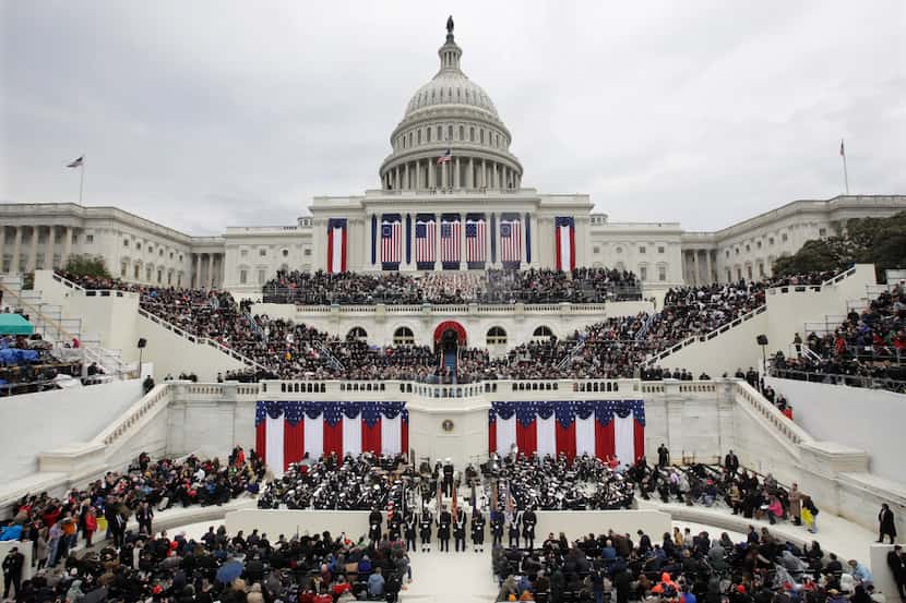 In this Jan. 20, 2017, file photo, President Donald Trump delivers his inaugural address...
