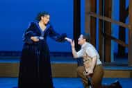Golda Schultz as Juliet and Long Long as Romeo in the Dallas Opera production of Gounod's...