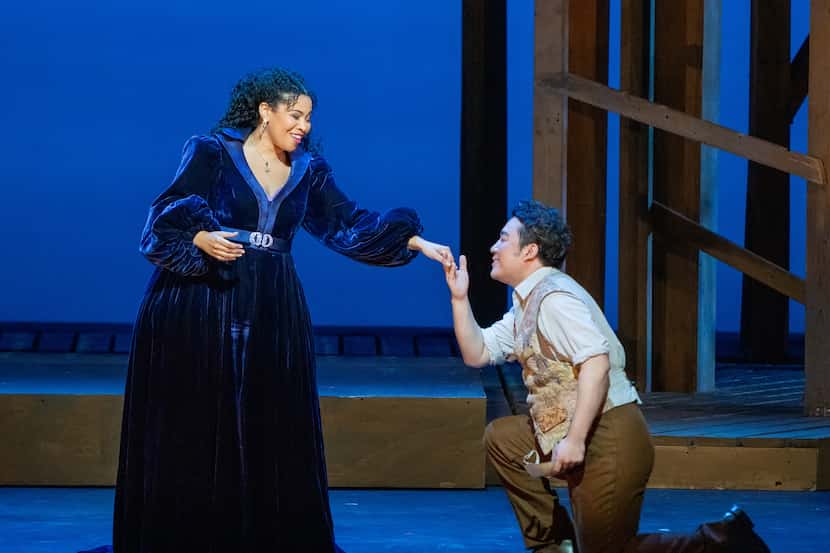 Golda Schultz as Juliet and Long Long as Romeo in the Dallas Opera production of Gounod's...