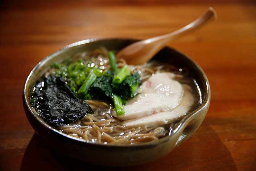 Chintan Shio with yecora rojo noodles, chicken breast, spinach scallions and nori at...