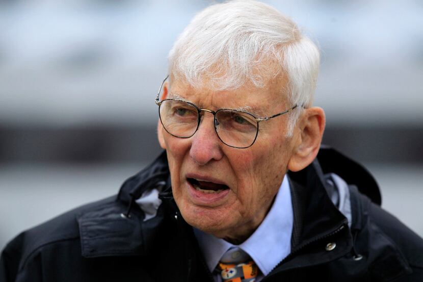 FILE - In this Oct. 7, 2012, file photo Dan Rooney watches warm ups before an NFL football...