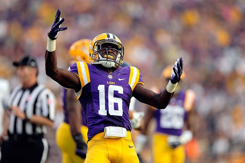 BATON ROUGE, LA - SEPTEMBER 14:  Tre'Davious White #16 of the LSU Tigers reacts to a...