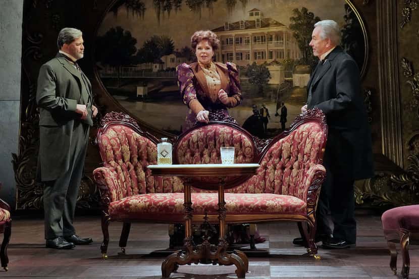 From left: Ron Raines as Oscar, Susan Graham as Regina and James Morris as Ben in Marc...