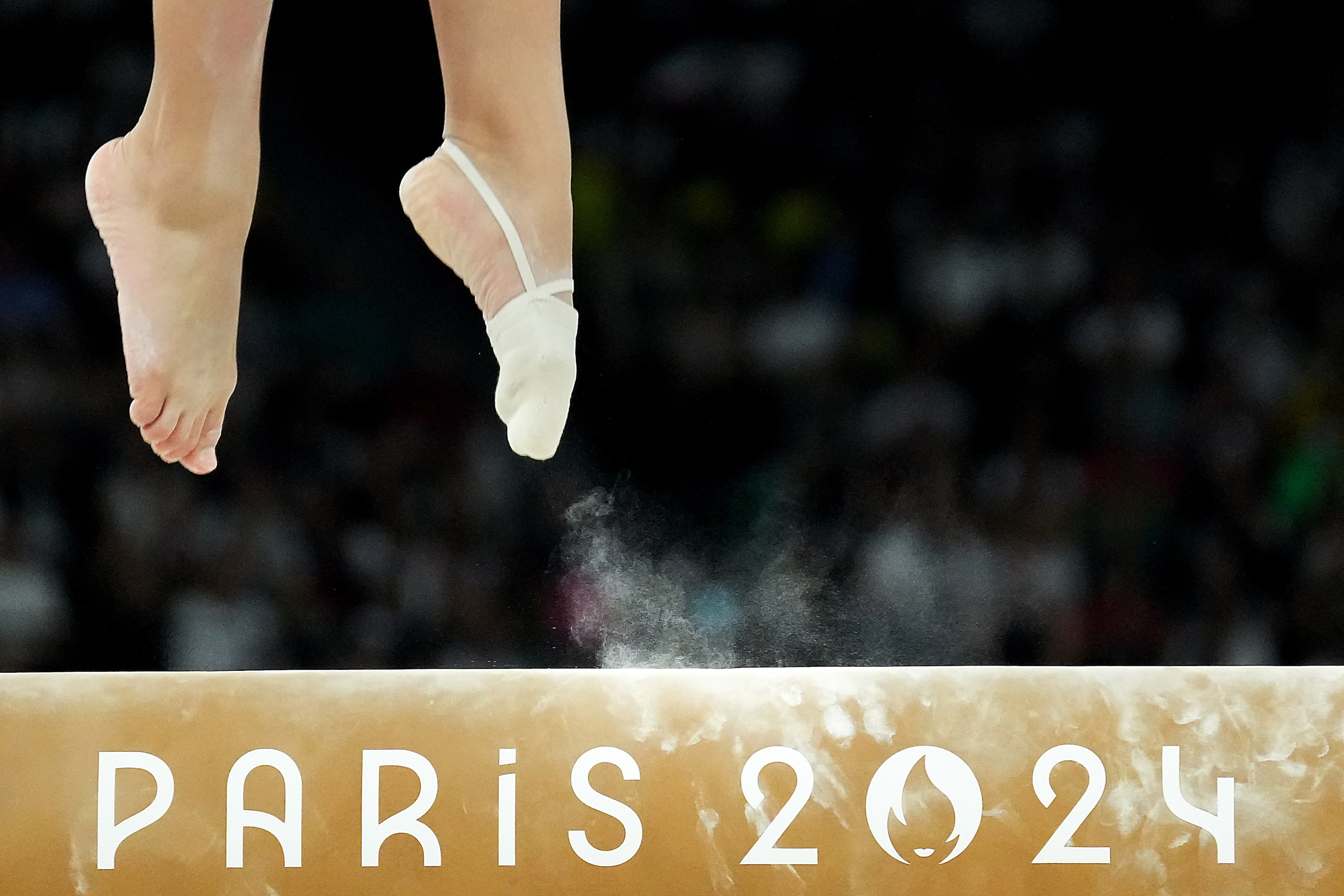 Hezly Rivera of the United States competes on the balance beam during women’s gymnastics...