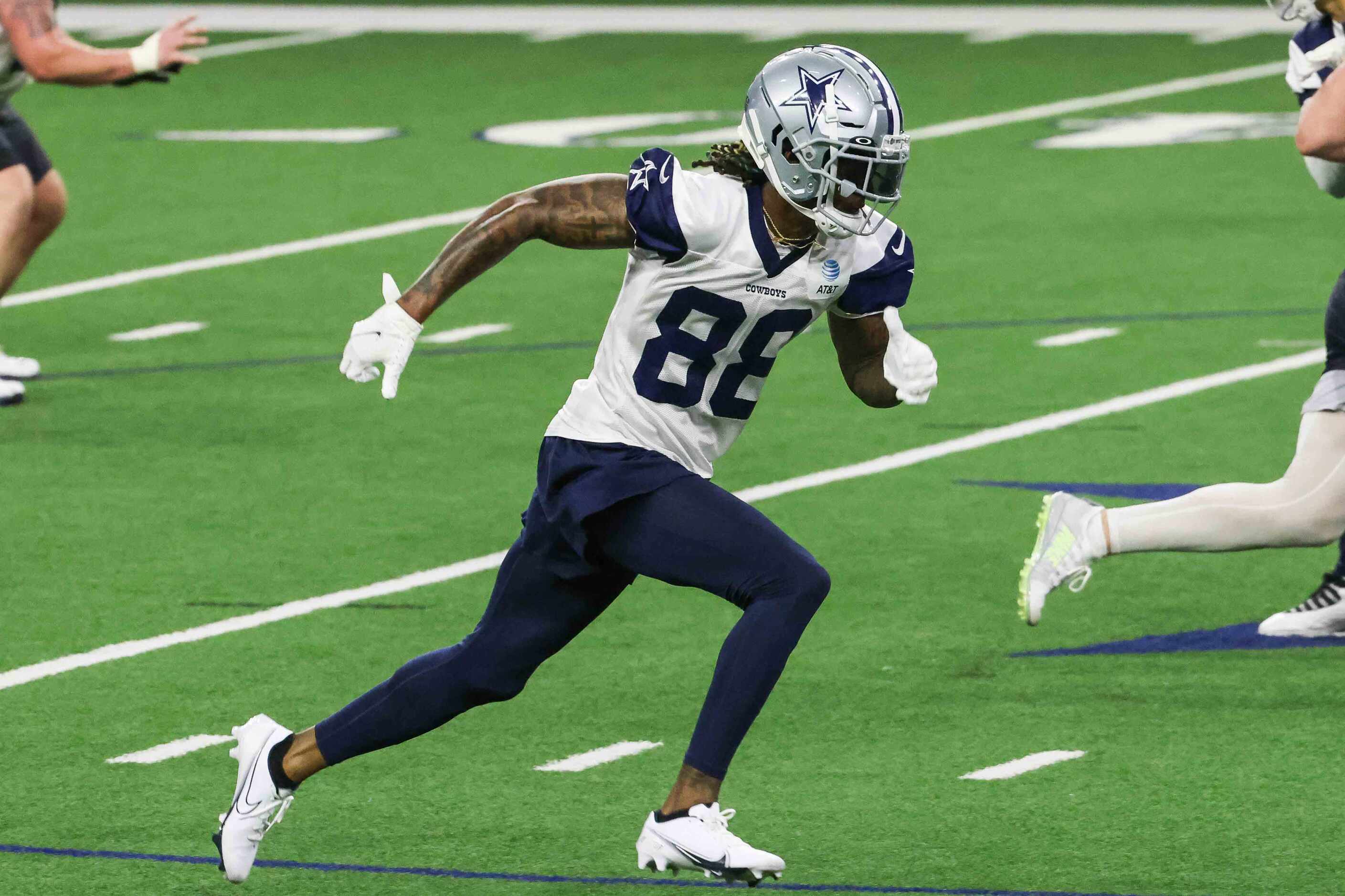 WR CeeDee Lamb, 88, during the Cowboys' full-squad offseason workouts at The Star in Frisco...