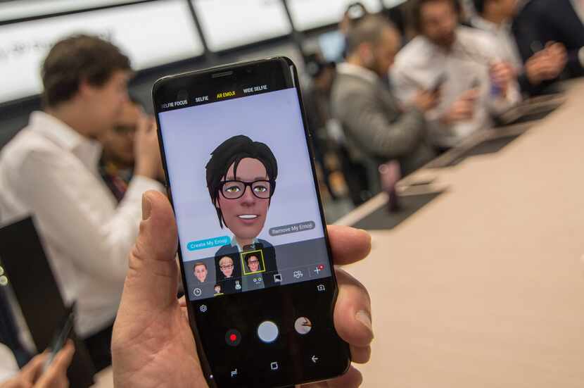 Attendees created AR Emojis on the new Samsung Galaxy S9 at the  Mobile World Congress 2018...