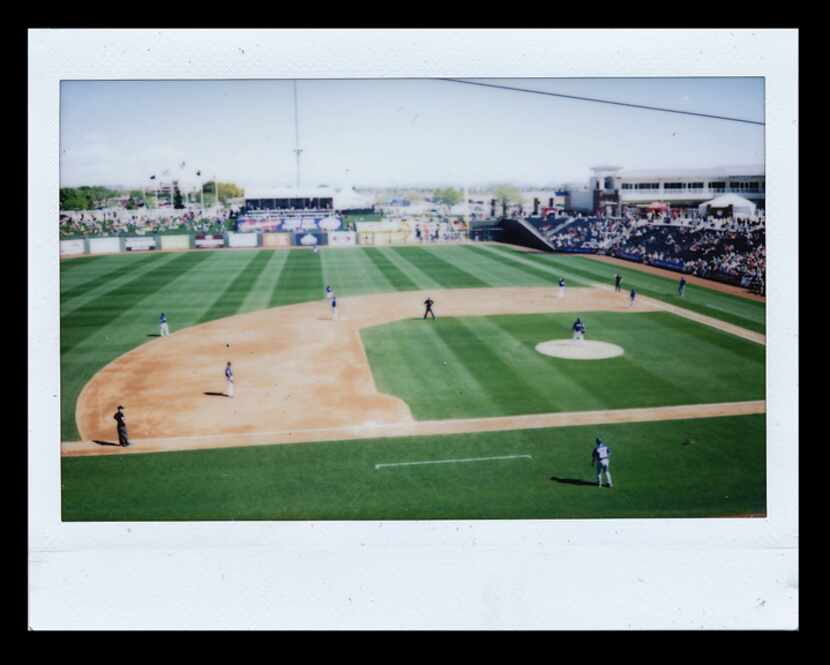  Texas Rangers spring training 2015: Texas Rangers play in the field during a spring...