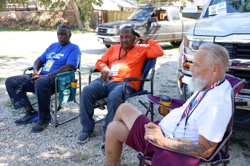 From left, South Fitzhugh Avenue property owners and neighbors Zach Thompson, Michael Davis...