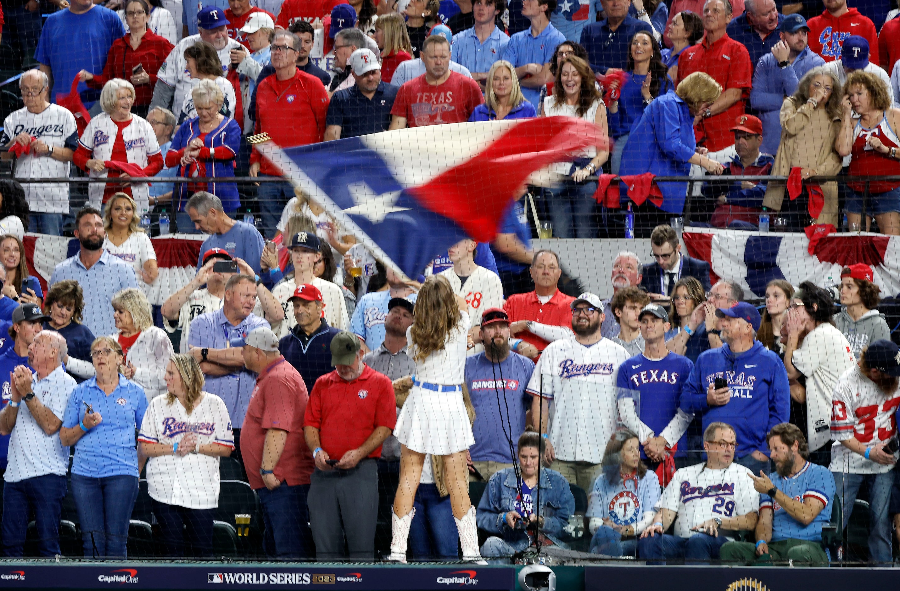 during the first inning in Game 2 of the World Series against the Arizona Diamondbacks at...