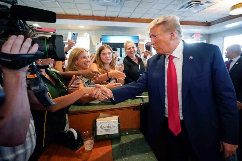 Former President Donald Trump greeted supporters at a Miami restaurant on June 13, 2023.
