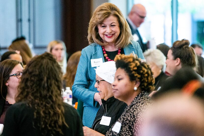 Mayoral candidate Regina Montoya talked with audience members before the Center for Public...