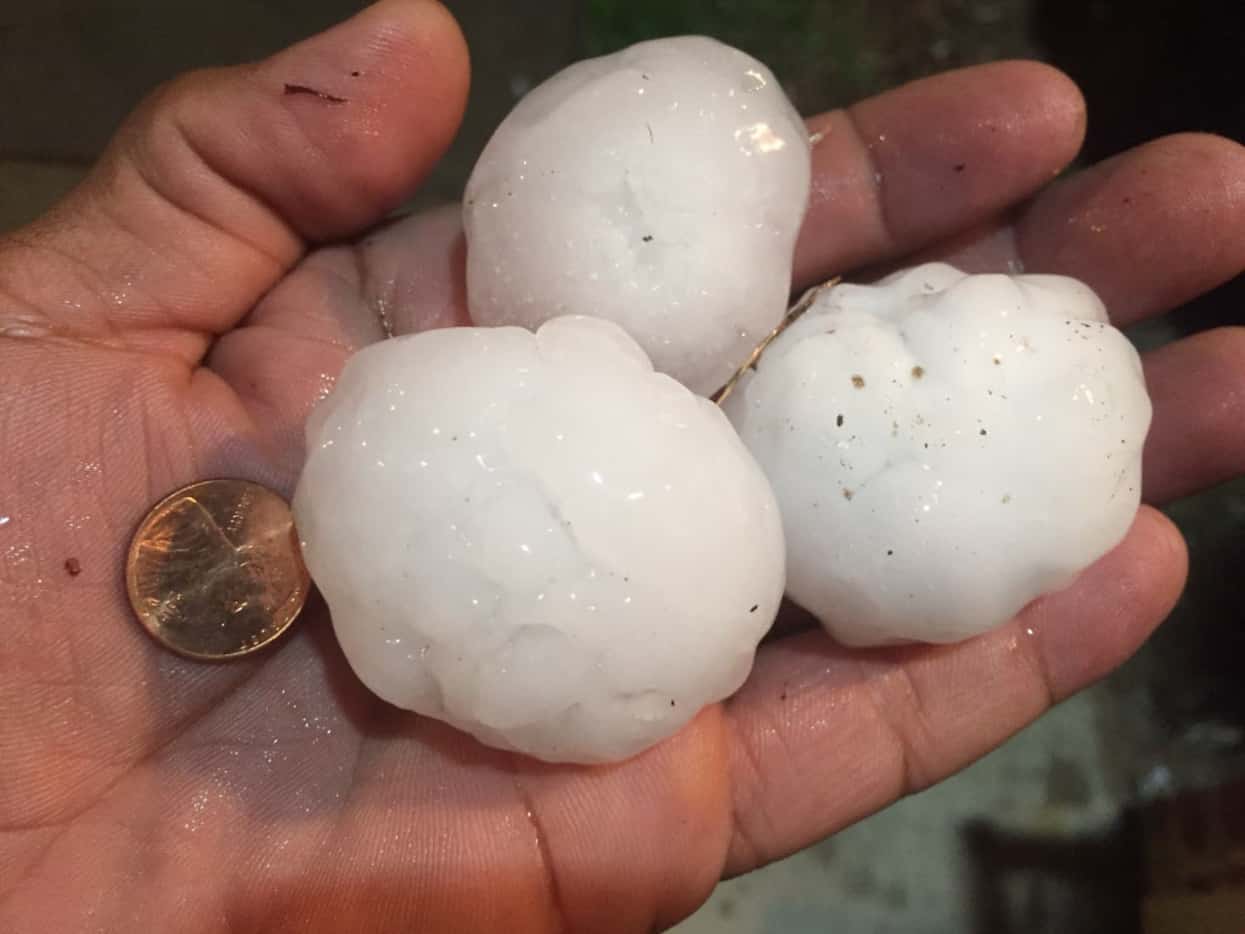 Golf ball-sized hail hit Duncanville about 6 a.m. Wednesday morning. These stones fell in...