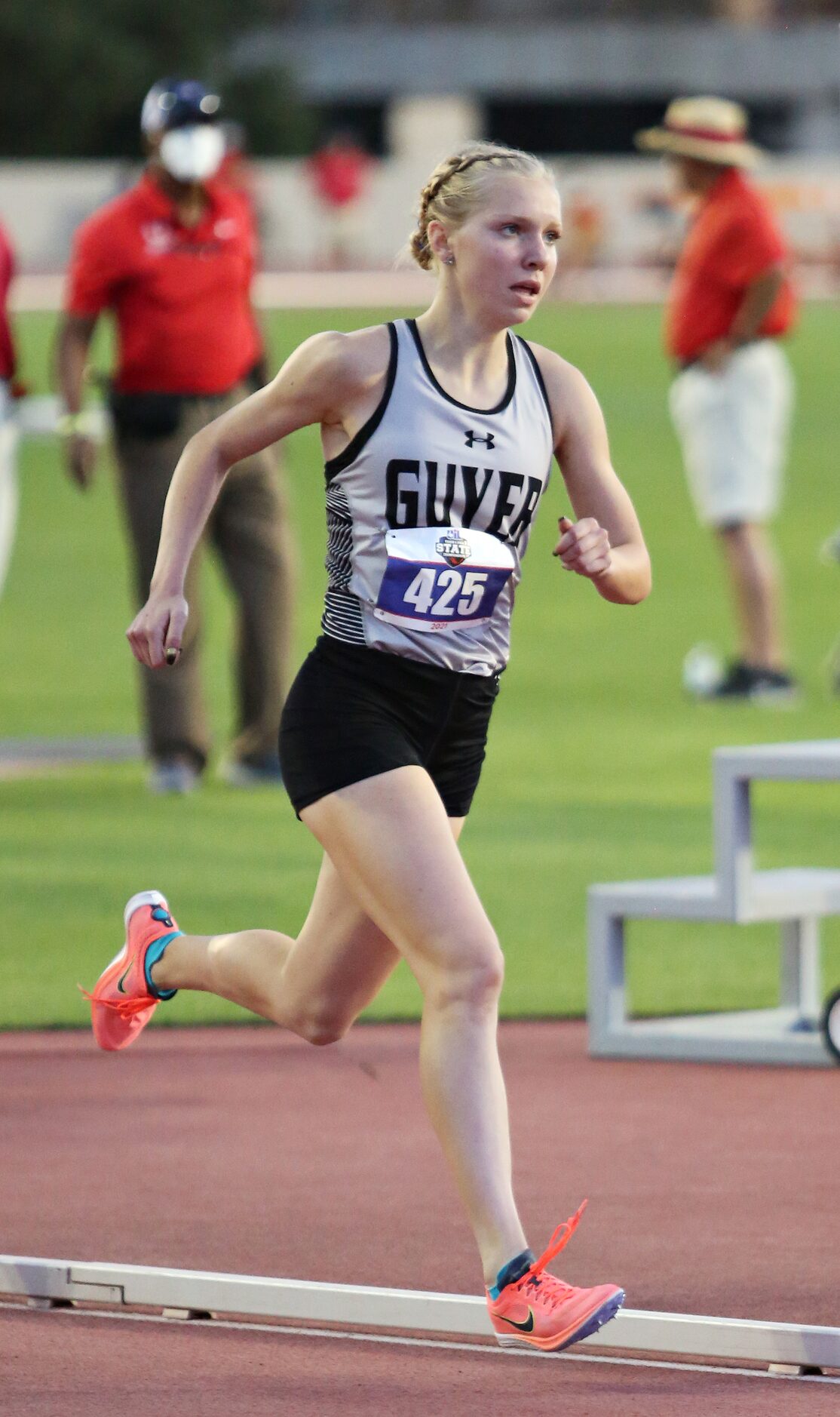 Denton Guyer's Brynn Brown competes in the 6A Girls 1600 meter run during the UIL state...