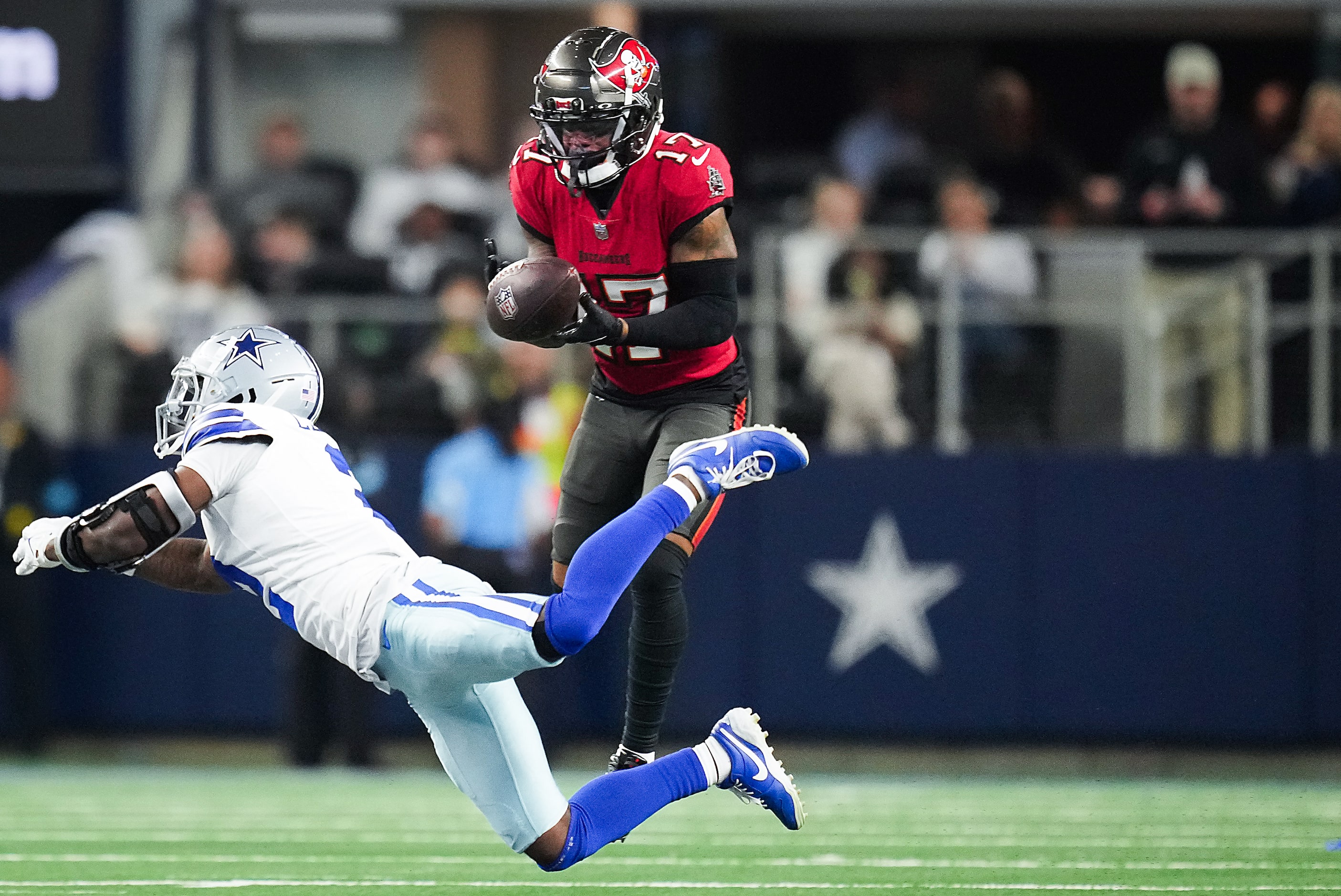 Dallas Cowboys cornerback Jourdan Lewis (2) breaks up a pass intended for Tampa Bay...