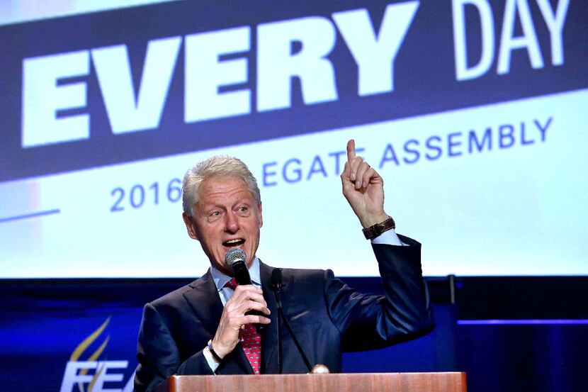 Former president Bill Clinton delivers remarks at the 2016 Florida Education Association...