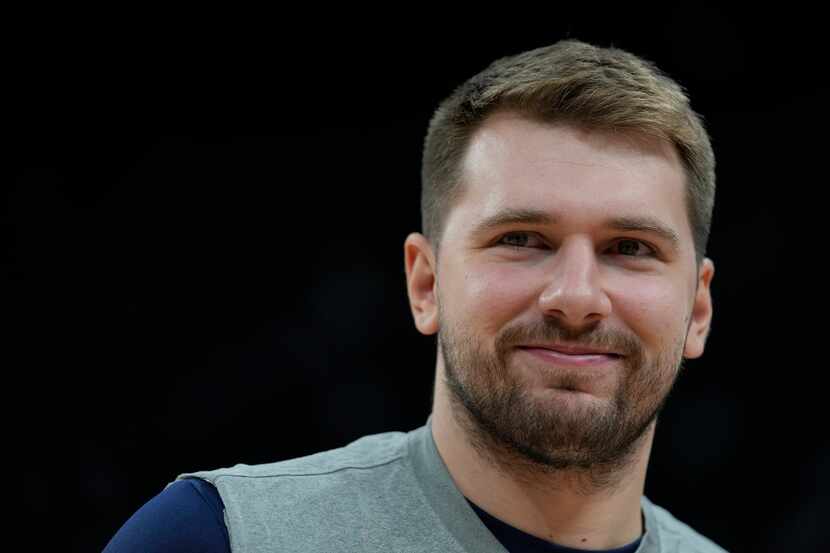 Dallas Mavericks Luka Doncic attends a practice session in Abu Dhabi, United Arab Emirates,...